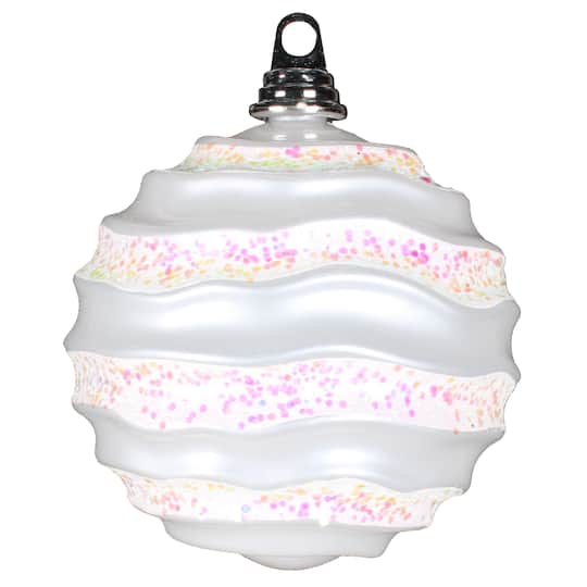 Vickerman 6" Striped Candy Wave Ball Christmas Ornament